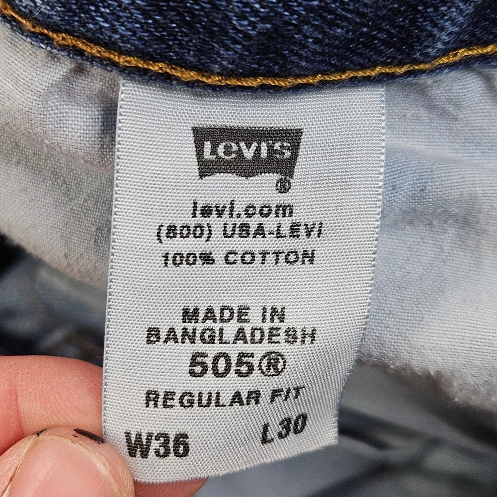 Y2K‎ Levi's 505 Regular Fit Jeans Mens 36x30 Blue Straight Leg Denim Pants 07
